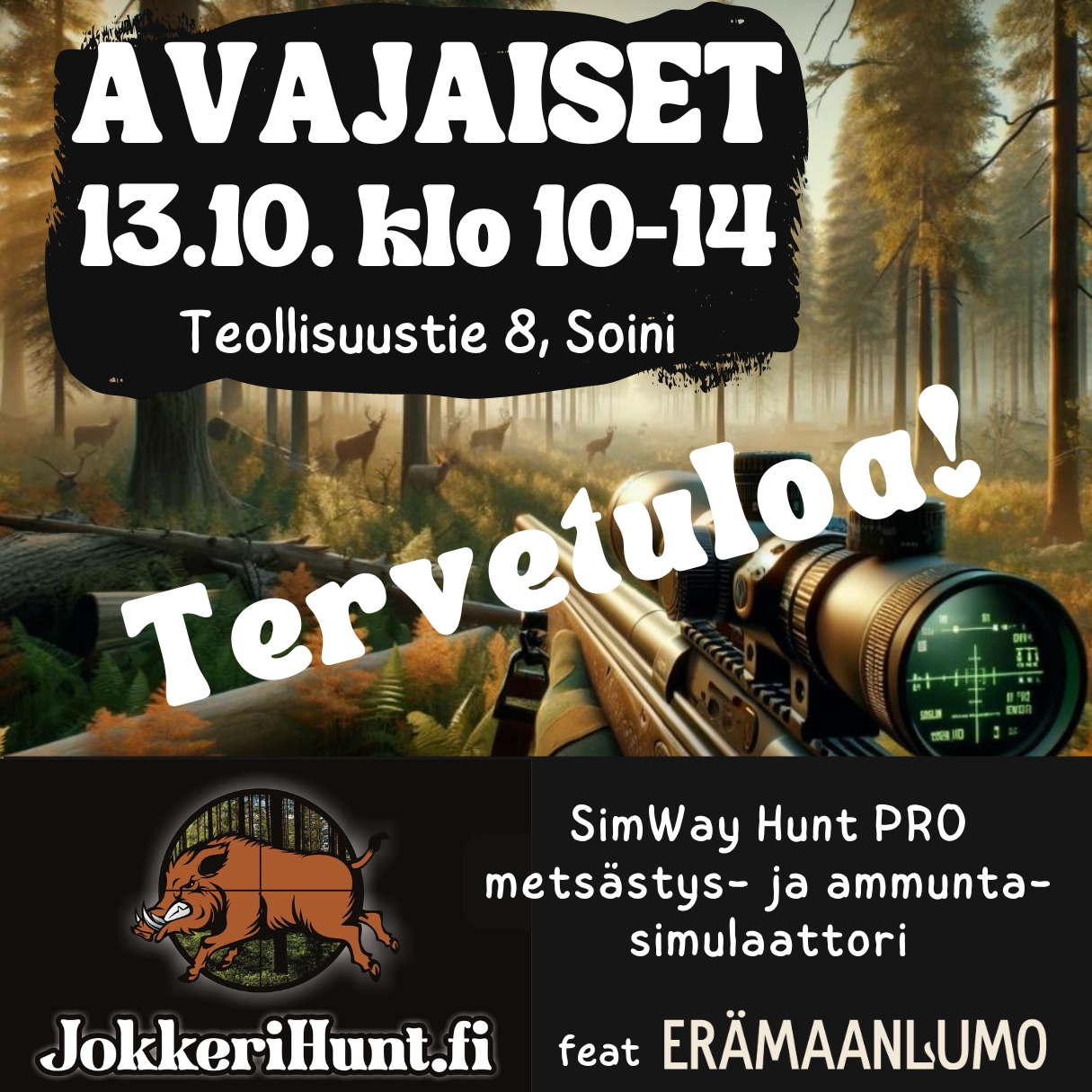 JokkeriHunt feat Erämaanlumo - Soinin ammunta -ja metsästyssimulaattoritilojen avajaiset