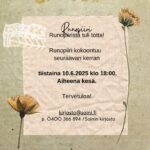 Runopiiri kokoontuu seuraavan kerran 10.6.