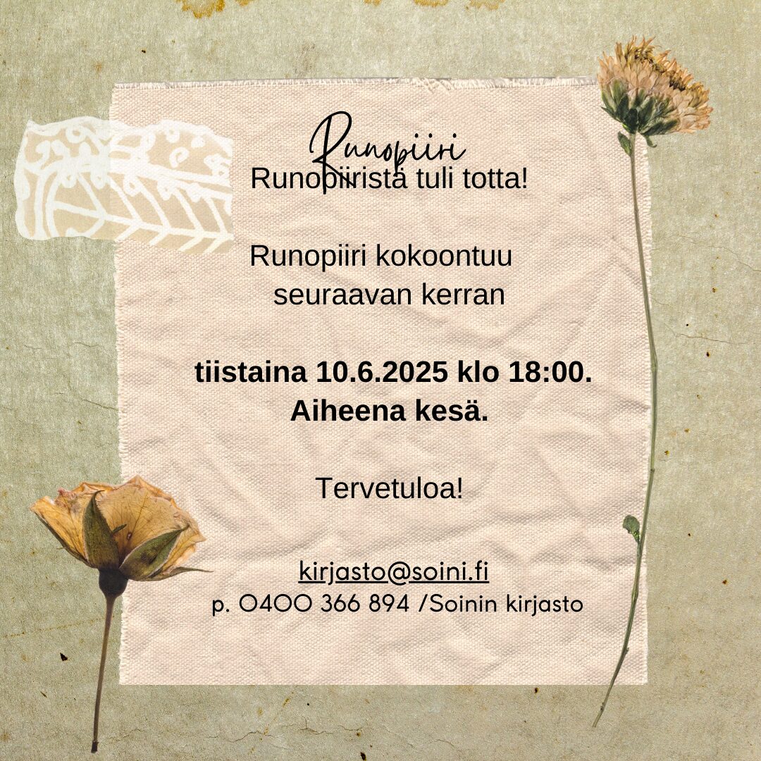 Runopiiri kokoontuu seuraavan kerran 10.6.