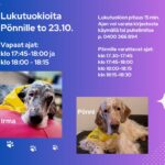 Lukukoira Pönni kirjastossa torstaina 23.10. Vielä vapaita aikoja!