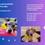 Lukukoira Pönni kirjastossa torstaina 25.9. klo 17:30-18:30