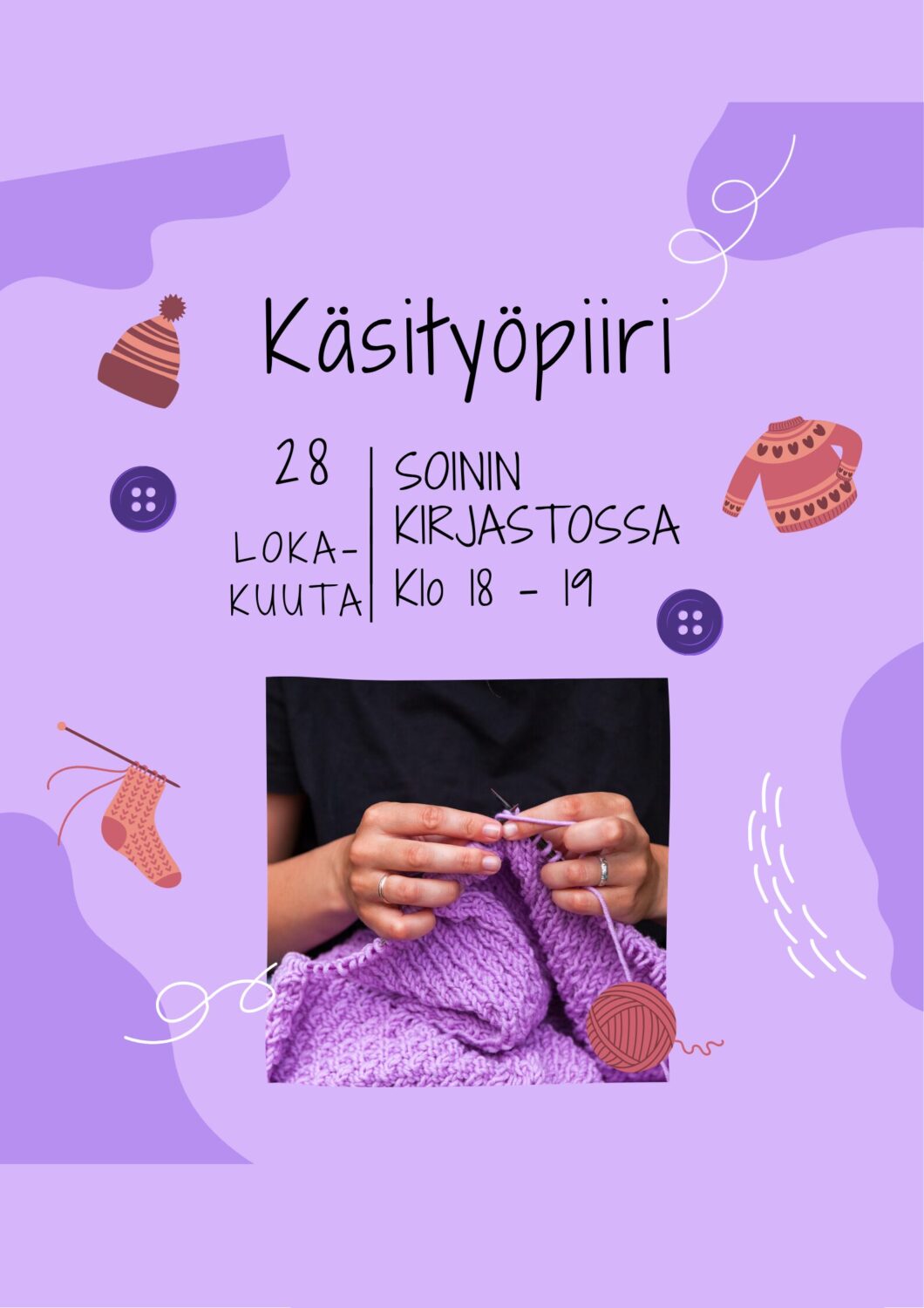 Käsityöpiiri kokoontuu seuraavan kerran tiistaina 28.10.