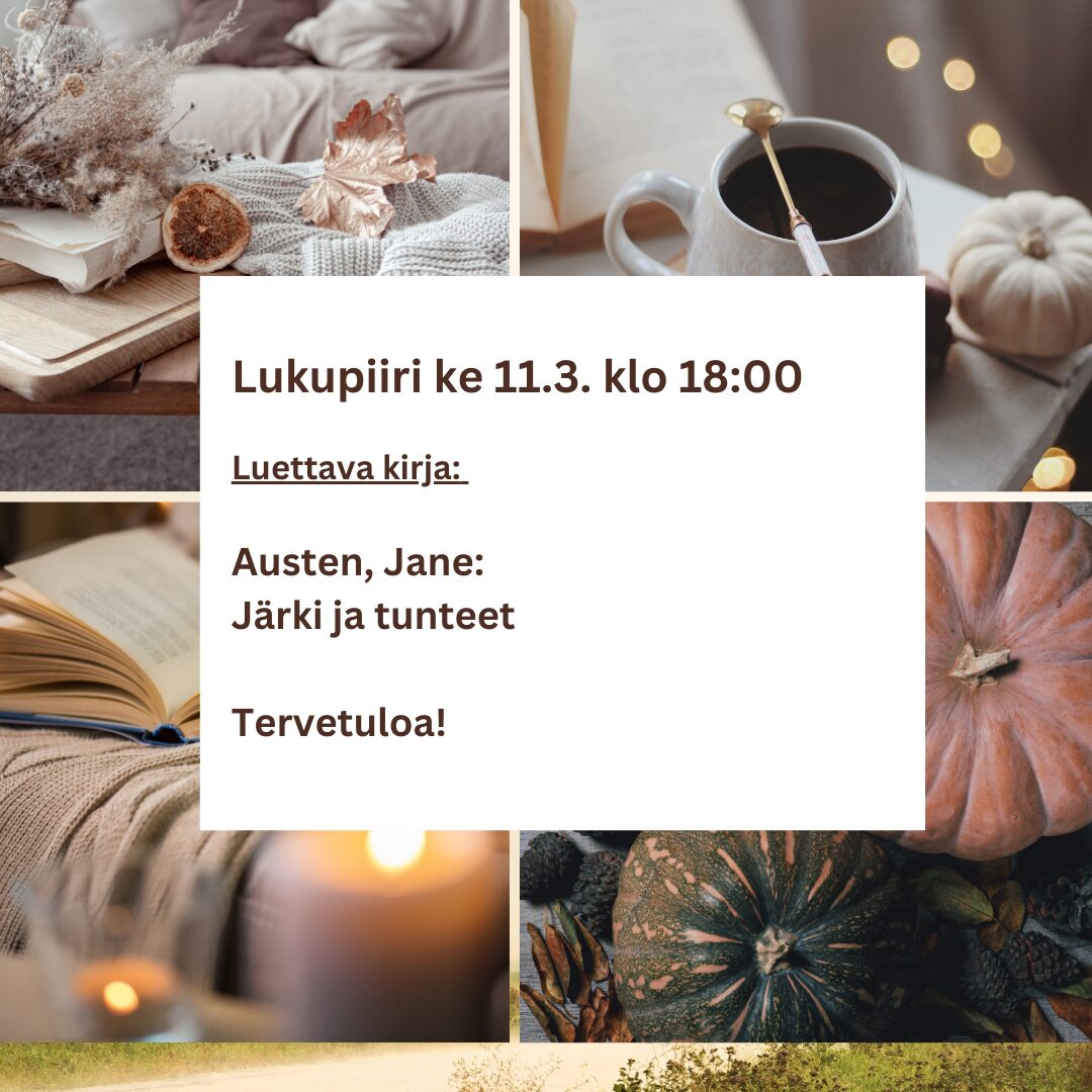 Lukupiiri kokoontuu keskiviikkona 11.3.