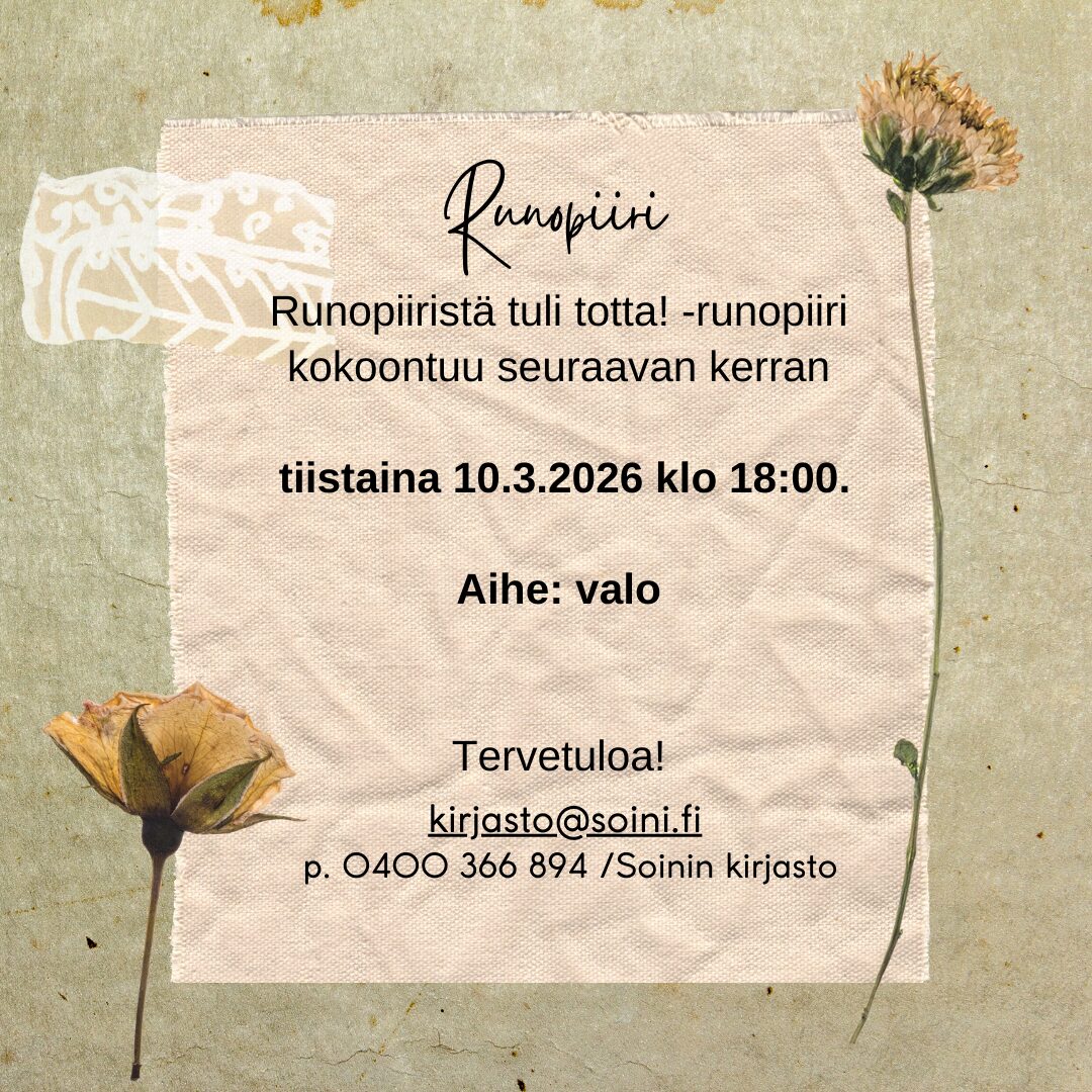 Runopiiri kirjastossa 10.3.