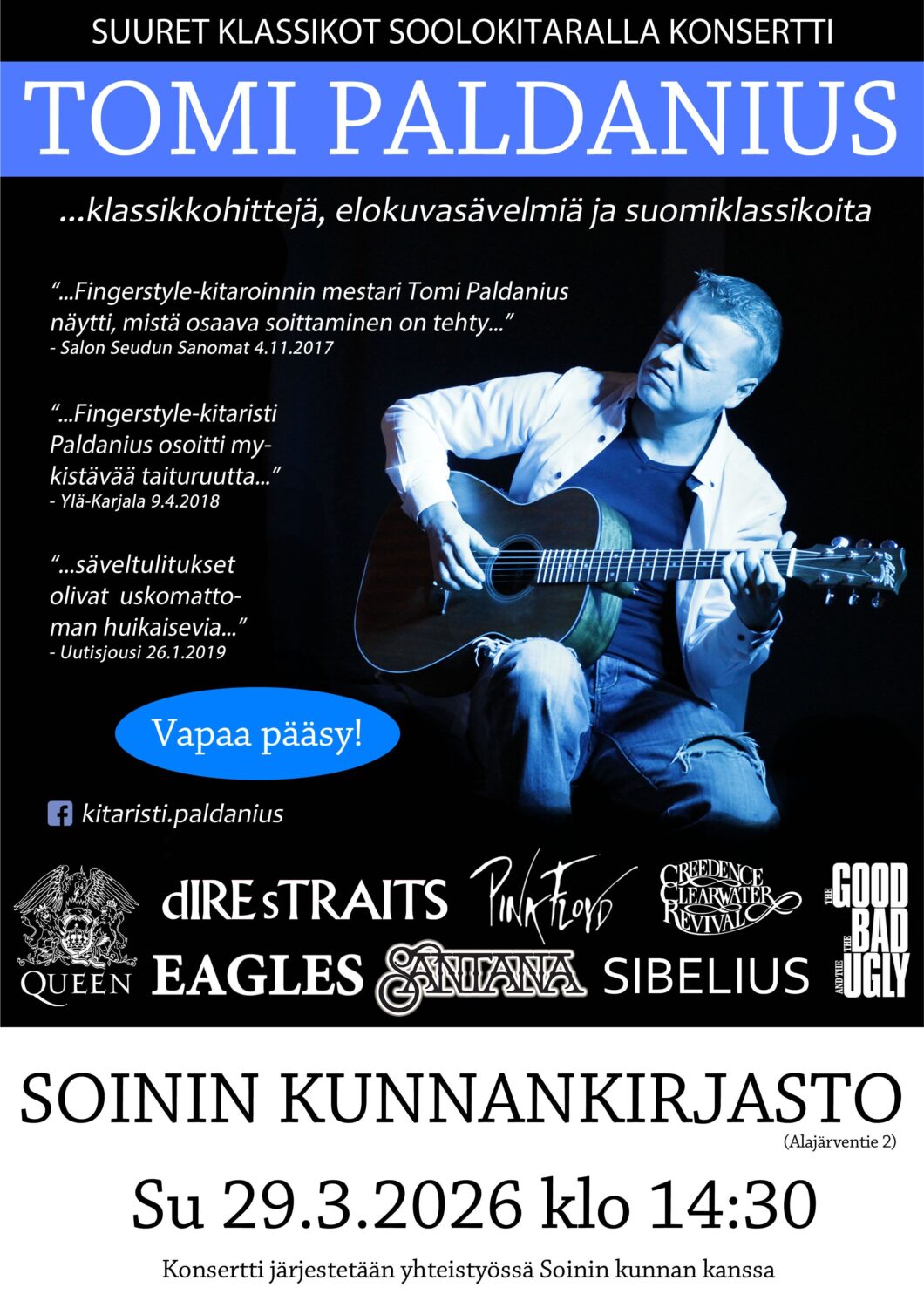Tomi Paldaniuksen Suuret klassikot soolokitaralla -konsertti