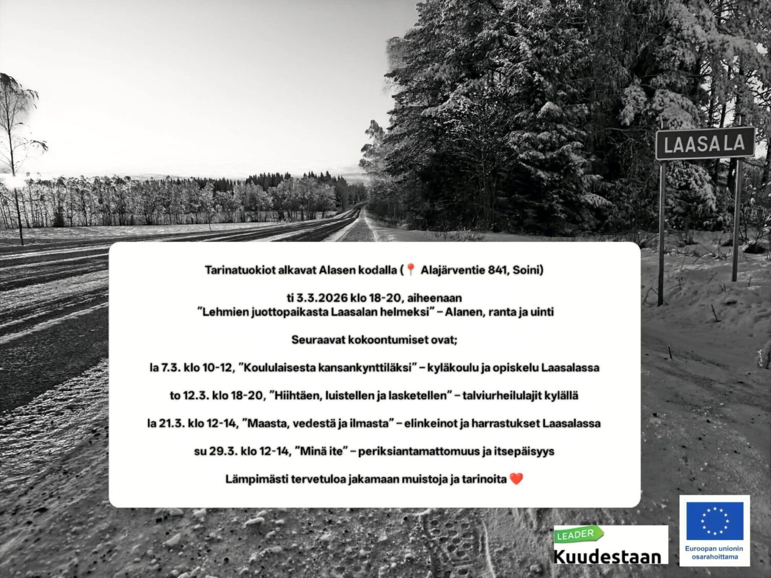 Maailman paras Laasalan kylä -hankkeen tarinatuokiot jatkuvat