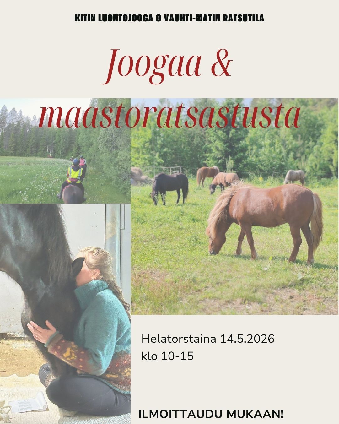 Joogaa ja maastoratsastusta