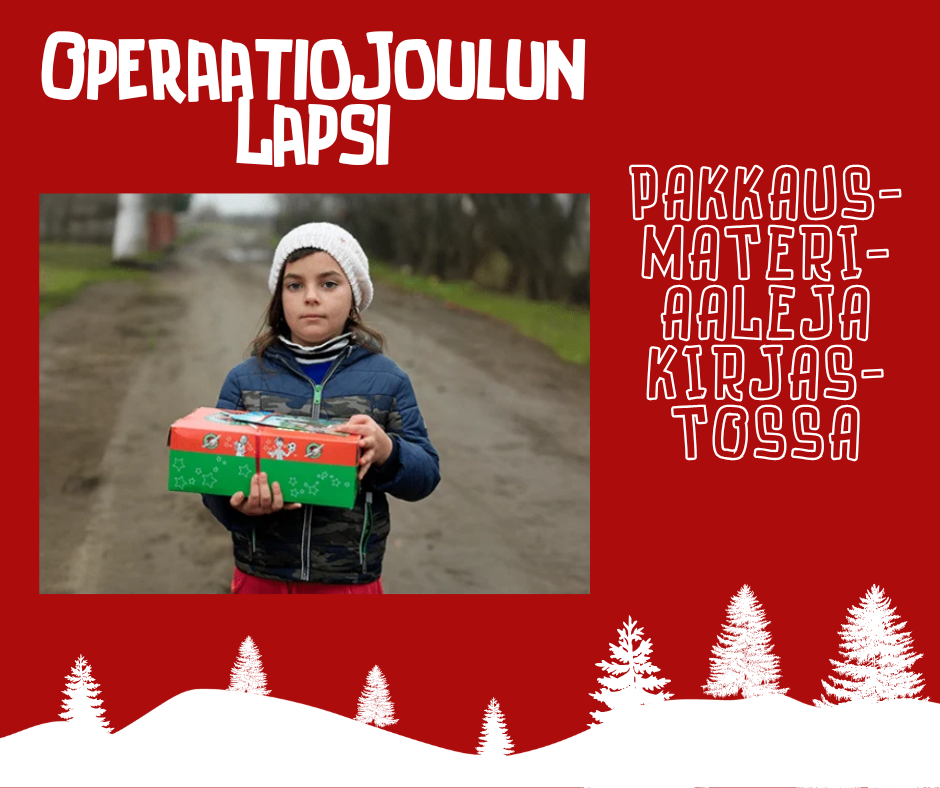 Operaatio Joulun Lapsi -keräyksen keräyspiste kirjastossa